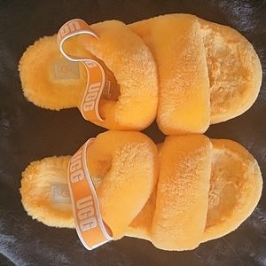 Ugg orange fuzzy slippers